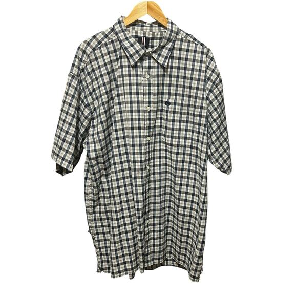 Y2K Vintage Men Phat Farm‎ Plaid Button Up Shirt 4X Hip Hop Oversized Streetwear - Picture 1 of 9